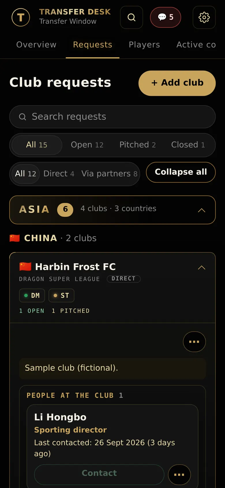 Club requests on a phone